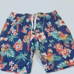 Tropical Blue Floral Men's Swim Shorts